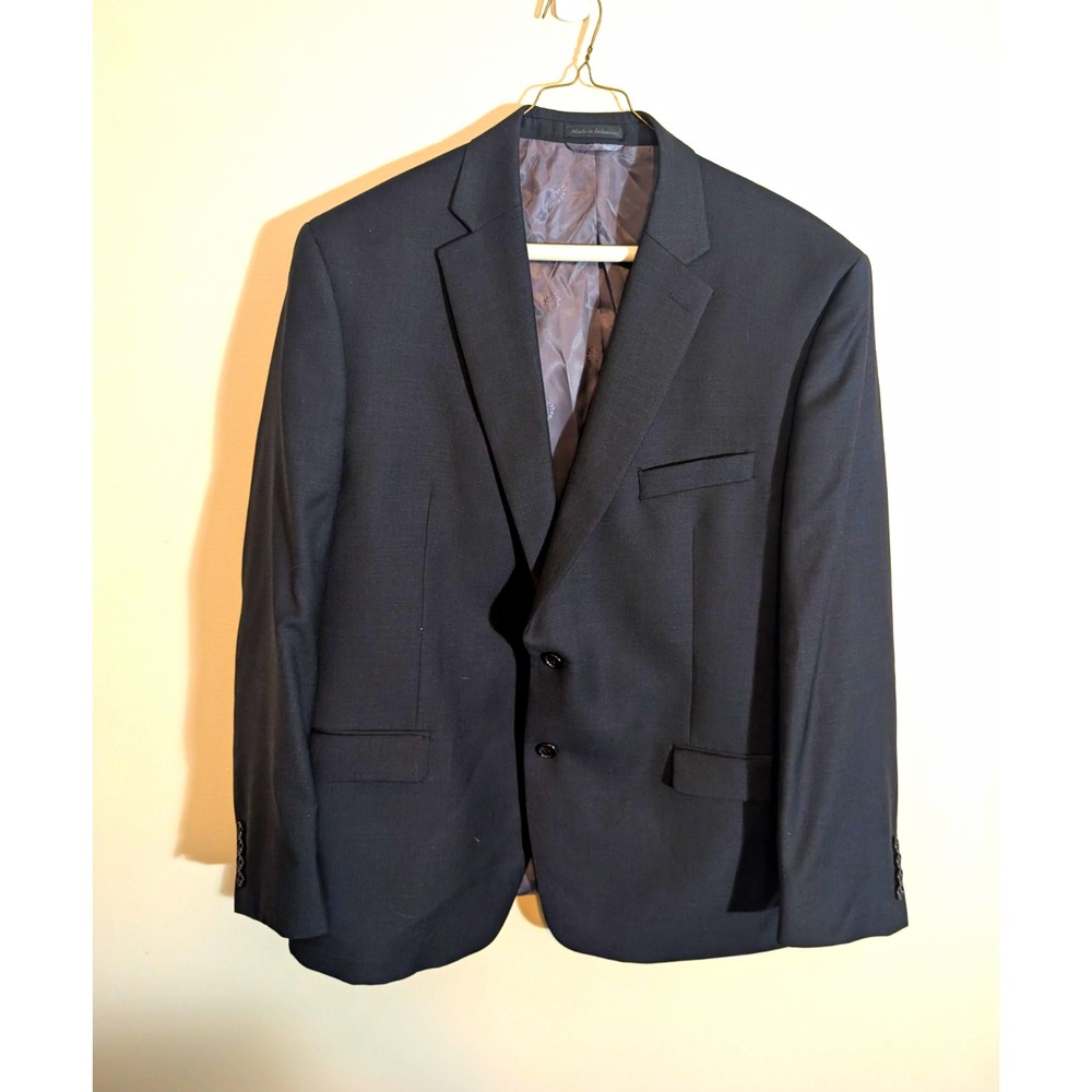 Lauren Ralph Lauren Suit Mens 46R Black Solid 2 Button Notch Lapel Single Vent